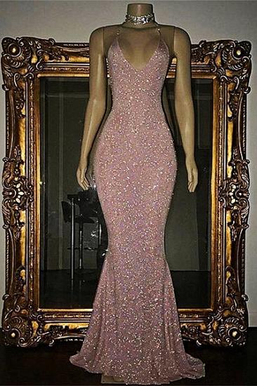 Stunning Sequined Mermaid Spaghetti-strap Long Sleeveless Prom Dress_3