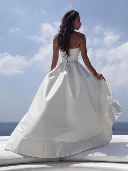Halter Satin A-Line V-Neck Hi-Lo Beach Wedding Dress_2
