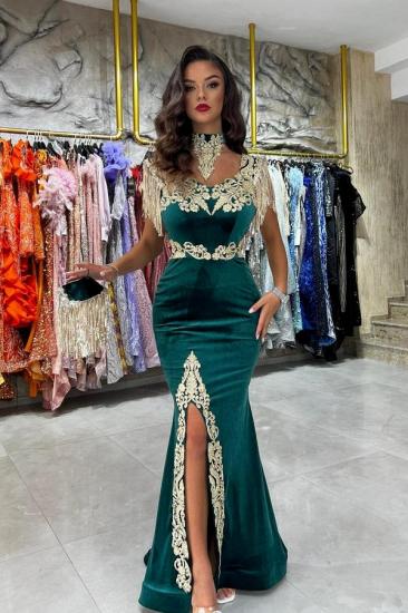 Velvet Long Evening Dresses Cheap | Designer prom dresses_1