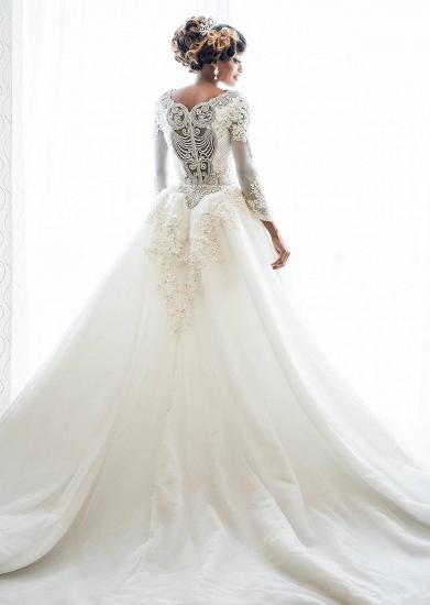 Mermaid Wedding Dresses with Trendy Overskirt | Beads Lace Appliques Long Sleeve Bridal Gowns_3