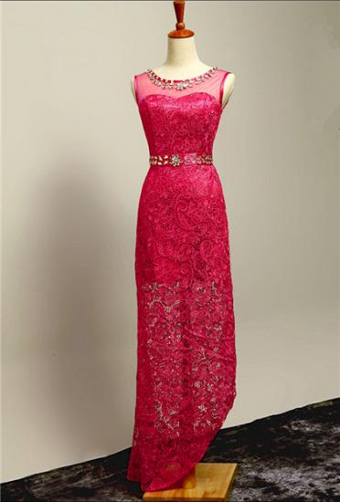 Rose Lace Floor Length Prom Gowns Elegant Zipper Crystal 2022 Evening Dresses_1