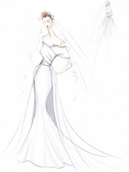 Gorgeous Off The Shoulder Ivory Satin Mermaid Wedding Dresses Long_4