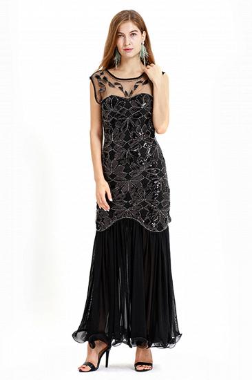 Beautiful Cap sleeves Long Black Cocktail Dresses | Shining Sequined Dress_7