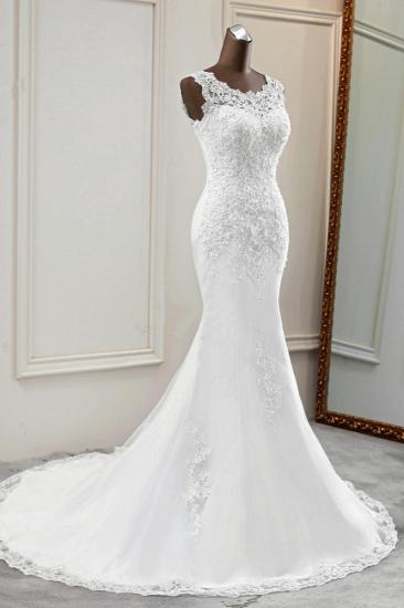 TsClothzone Glamorous Jewel Lace Beading Wedding Dresses Sleeveless Appliques Mermaid Bridal Gowns_4