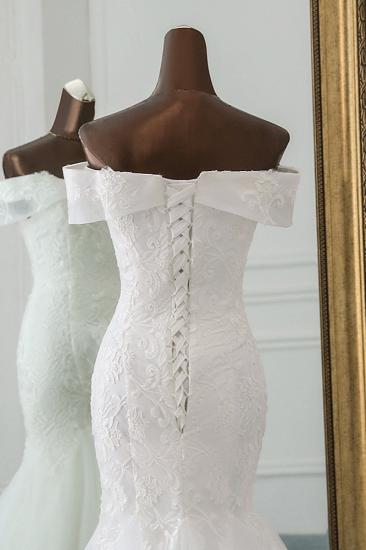 TsClothzone Glamorous Tulle Lace Off-the-Shoulder White Mermaid Wedding Dresses Online_7