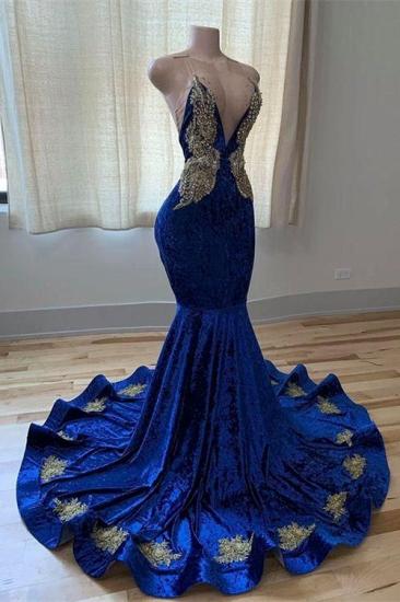 Trendy mermaid silver sequin royal blue prom dress_2