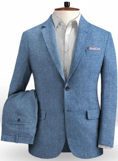 Denim light blue two-piece linen suit