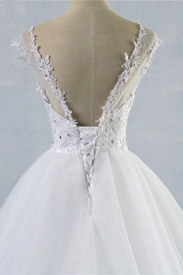 TsClothzone Elegant Jewel Tulles Lace Wedding Dress Sleeveless Appliques Beadings Bridal Gowns Online_5