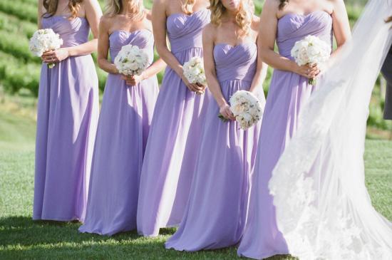 Empire Lavendel Chiffon Langes Brautjungfernkleid Rüschen Günstige bodenlange Kleider für die Hochzeit_3