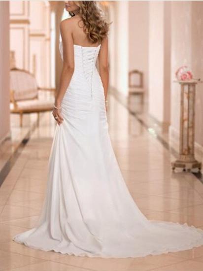Formal Plus Size Sheath Wedding Dresses Strapless Bridal Gowns Tulle Strapless Bridal Gowns with Sweep Train_2