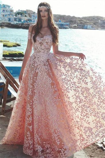 Elegant A-Line Off the Shoulder Evening Dresses 2022 | Lace Crystal Long Formal Dresses