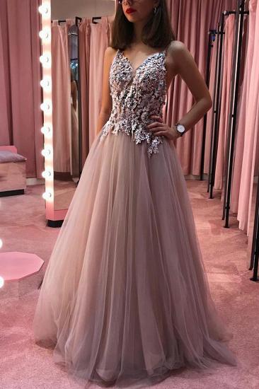 Sexy Appliques Beading See Through Bodice Prom Dress | Chic Sleeveless Straps Long Prom Gown_1