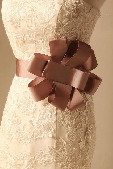 Meerjungfrau-Spitze Elfenbein Brautkleider mit Lace-Up trägerlosen Tüll Beliebtes Brautkleid mit Schleifenblumen_3