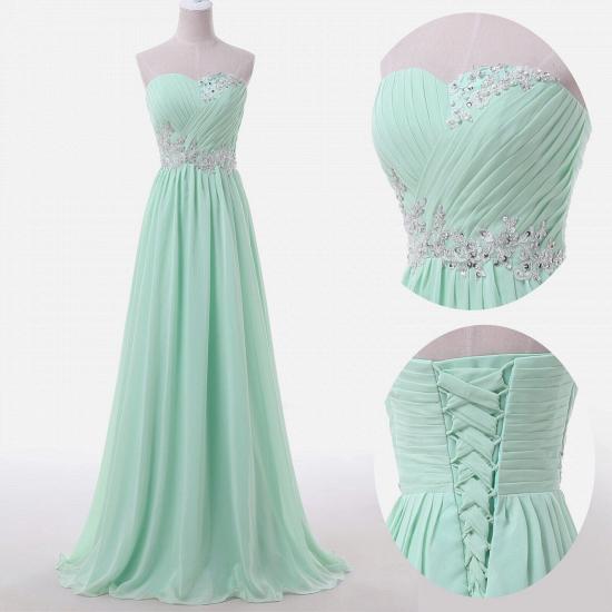 Baby Blue Chiffon Sweetheart Long Prom Dress Beads Lace-up Cheap Evening Dress_4