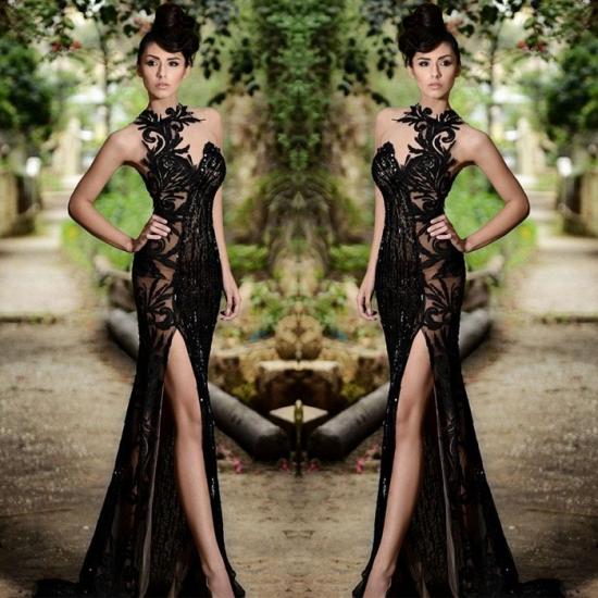 Sexy Black Prom Dress| Mermaid Evening Dress With Slit_4