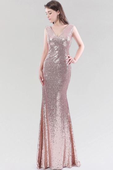 Mermaid Sequined V-Neck Sleeveless Floor-Length Bridesmaid Dress_3
