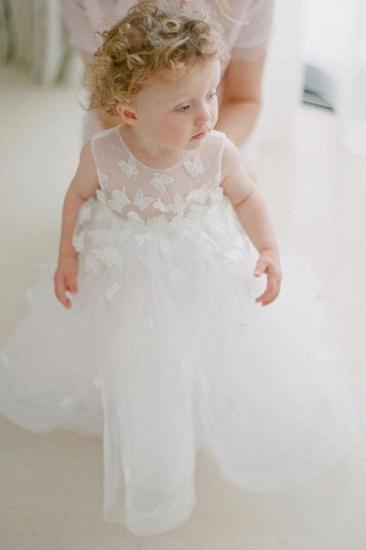 Cute Whitle Sleeveless Tulle Little Girl Dress for Wedding Lace Flower Girl Dress_1