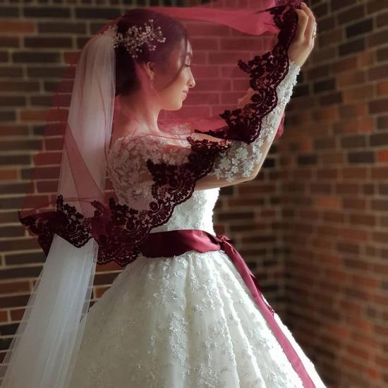 Gorgeous Floral Lace Long Sleeves Bridal Dresses Wedding Dress Aline for Bride_4