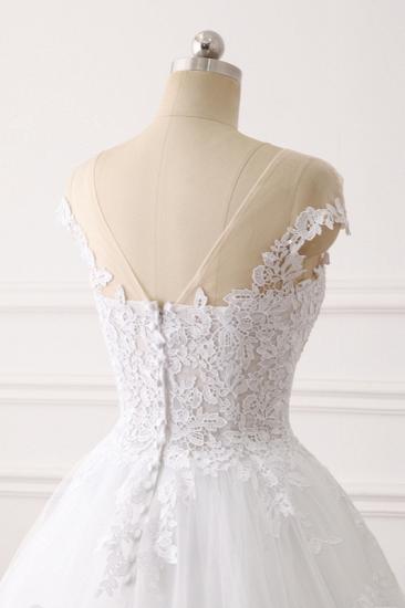 TsClothzone Affordable Jewel Tulle Lace White Wedding Dress Sleeveless Appliques Bridal Gowns Online_7