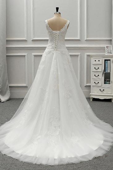 TsClothzone Chic Straps Jewel Tulle Lace Wedding Dress Sleeveless Appliques White Bridal Gowns On Sale_3
