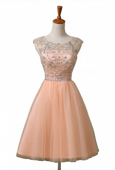 A-Line Cute Tulle Crystal Beading Short Homecoming Dress_5