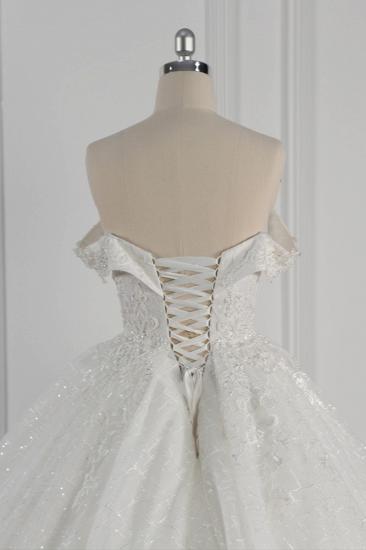TsClothzone Luxus-Ballkleid Off-the-Shoulder-Tüll-Spitze-Hochzeitskleid Applikationen Ärmellose Brautkleider im Angebot_7