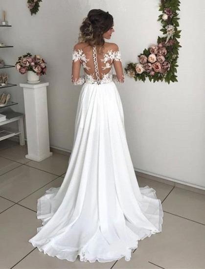 Glamorous Long Sleeve Lace Wedding Dresses | Chiffon Bridal Gowns With Slit_3
