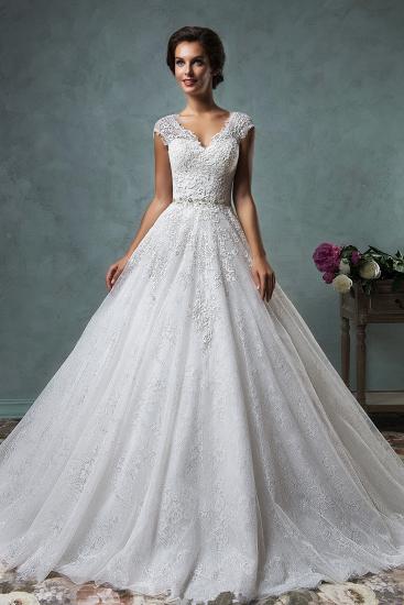 New Arrival A-Line Applique Wedding Dress Cap Sleeve Court Train 2022 Princess Dress