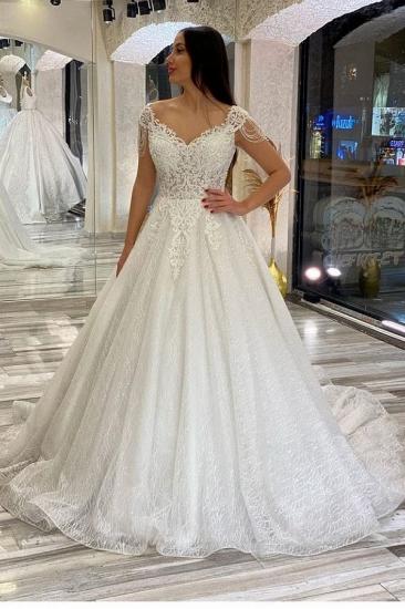 Elegant Cap Tassel Sleeves Sweetheart Aline Wedding Gowns