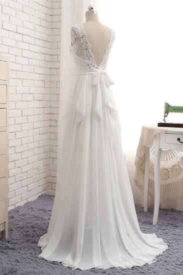 TsClothzone Affordable Jewel White Chiffon Ruffle Wedding Dress Sleeveless Appliques Bridal Gowns with Beadings_5