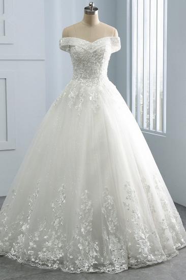 TsClothzone Gorgeous Off-the-Shoulder Tulle Appliques Wedding Dress Sweetheart Sleeveless Lace Bridal Gowns On Sale_1