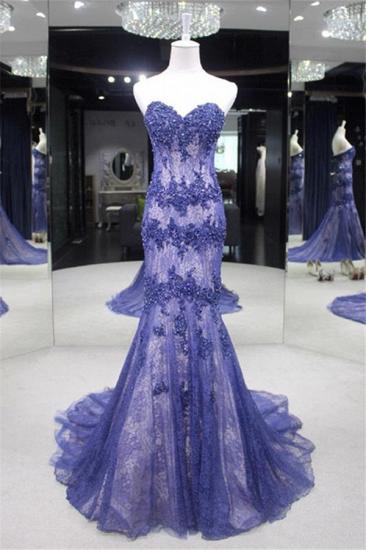 Sweetheart Purple Sexy 2022 Evening Dresses Lace Appliques Prom Dress with Beads_1