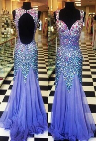 Sweetheart Halter Mermaid 2022 Evening Dresses Sequined Backless Floor Length Prom Gowns_1