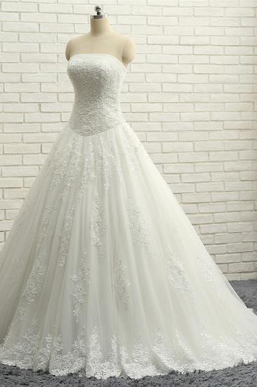 TsClothzone Gorgeous Bateau White Tulle Wedding Dresses A line Ruffles Lace Bridal Gowns With Appliques Online_4