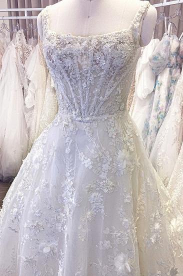Sweetheart sleeveless lace wedding dress_4