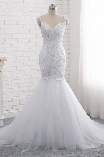 TsClothzone Mordern Straps V-Neck Tulle Lace Wedding Dress Sleeveless Appliques Beadings Bridal Gowns Online