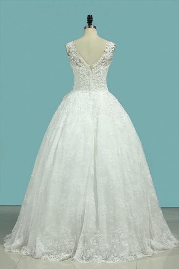 TsClothzone Glamorous Jewe Tull Lace Wedding Dress Appliques Sleeveless Beadings Bridal Gowns Online_3