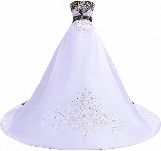 Weißes Ballkleid-Mieder Hochzeitskleid mit Hofschleppe_1