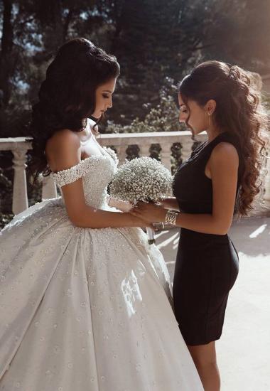 Schulterfrei Perlen Applikationen Brautkleider 2022 | Prinzessin Sexy Ballkleid Royal Wedding Dress Günstige_3