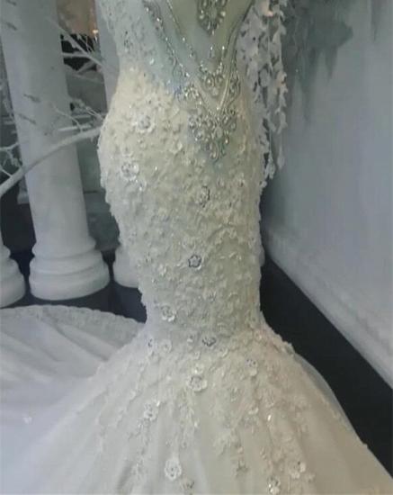 TsClothzone Unique Jewel Ärmellose weiße Brautkleider Mermaid Lace Brautkleider mit Applikationen Online_4