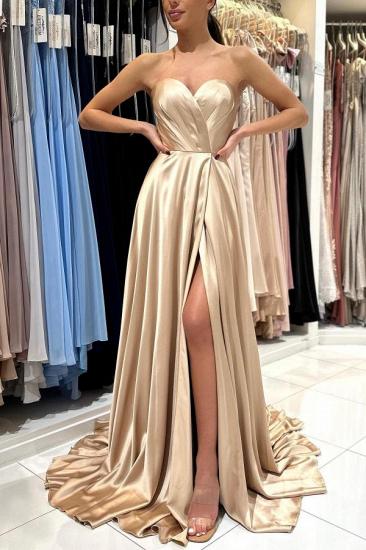 Champagne Evening Dresses Long | Simple prom dresses cheap_1