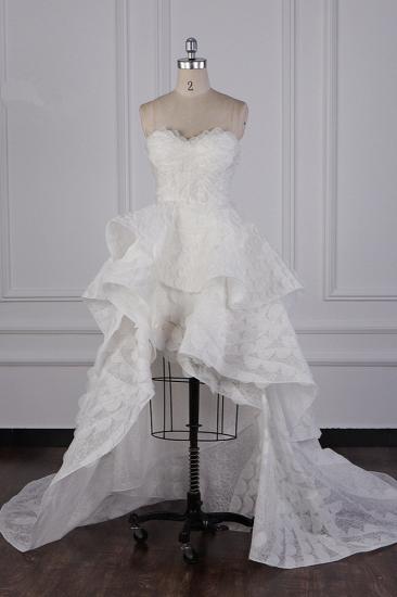 TsClothzone Chic Hi-Lo Strapless Tulle Wedding Dress Appliques Sleeveless Bridal Gowns Online_1