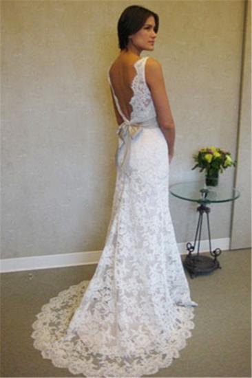 Formal White Lace Sweep Train Bridal Gown Simple Popular Custom Made Plus Size Wedding Dress_2
