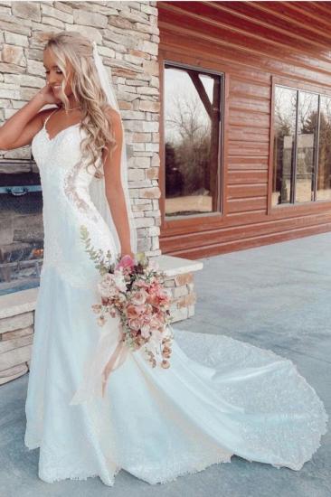 Charming Sleeveless V-Neck Mermaid Wedding Dress V-Neck Gold Appliques Long Bridal Dress