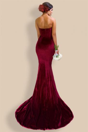 Sexy Mermaid Burgundy Velvet Bridesmaid Dresses 2022 Sheath Cheap Evening Gowns_2