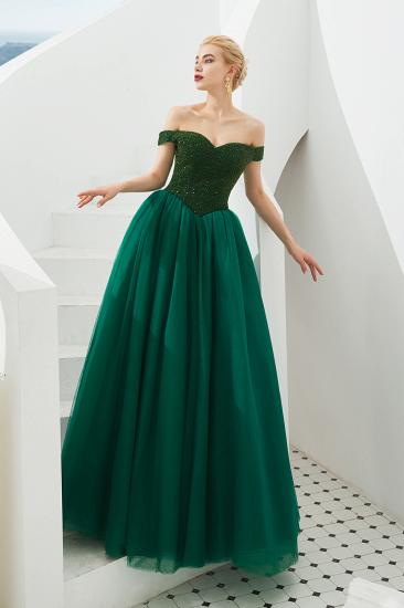 Harry | Elegant Emerald green Off-the-shoulder Ball Gown Dress for Prom/Evening_7