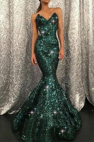 Sparkly Sweetheart Dark Green Sequins Mermaid Prom Evening Gown