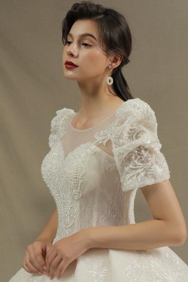 Charming Short Sleeve Garden Bridal Gown Sweetheart Wedding Dress Sweep Train_6