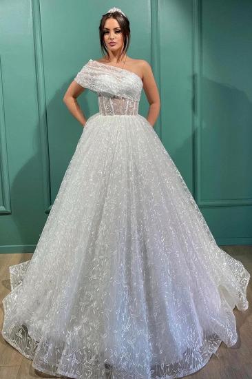 Designer Wedding Dresses with Sparkles | Cheap A-Line Wedding Dresses