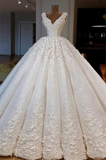 Glamorous V-Neck Sleeveless Wedding Dresses | Lace Bridal Ball Gowns 2022